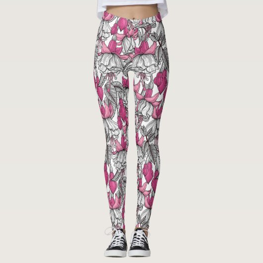 Fuchsien in weiß und rosa leggings (Vorderseite)