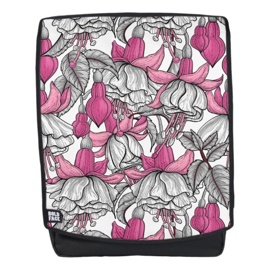 Fuchsien in weiß und rosa rucksack (Vorderseite)