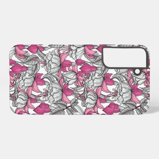 Fuchsien in weiß und rosa samsung galaxy hülle (Rückseite (Horizontal))