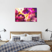 Fuchsien, Lila und goldene florale Kunst Leinwanddruck (Insitu (Schlafzimmer))