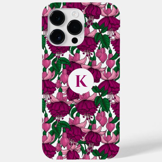 Fuchsien-Monogramm Case-Mate iPhone Hülle (Rückseite)