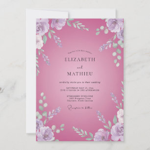 Fuchsien-Orchideen-Blumenhochzeit Einladung
