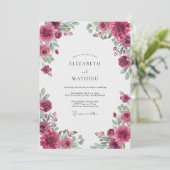 Fuchsien-Ranunculus-Eukalyptus-Hochzeit Einladung (Stehend Vorderseite)