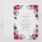 Fuchsien-Ranunculus-Eukalyptus-Hochzeit Einladung (Vorne/Hinten)