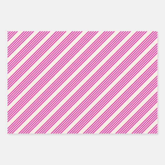 Fuchsien und Beige mit fünf Streifen Geschenkpapier Set (Vorderseite 2)