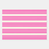 Fuchsien und Beige mit fünf Streifen Geschenkpapier Set (Vorderseite)