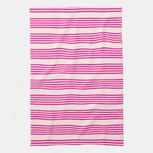 Fuchsien und Beige mit fünf Streifen Geschirrtuch (Vertikal)