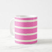 Fuchsien und Beige mit fünf Streifen Kaffeetasse (Vorderseite Links)