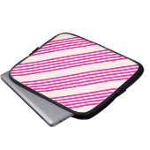 Fuchsien und Beige mit fünf Streifen Laptopschutzhülle (Vorne Knopf)