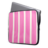 Fuchsien und Beige mit fünf Streifen Laptopschutzhülle (Vorderseite Links)