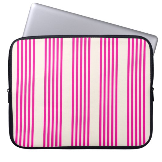 Fuchsien und Beige mit fünf Streifen Laptopschutzhülle (Vorderseite)