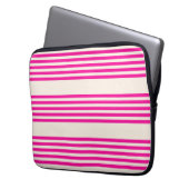 Fuchsien und Beige mit fünf Streifen Laptopschutzhülle (Vorderseite Links)