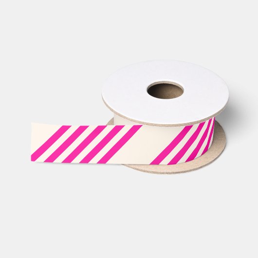 Fuchsien und Beige mit fünf Streifen Satinband (Spule)