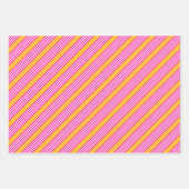 Fuchsien und gelbe fünf Streifen Muster Geschenkpapier Set (Vorderseite 2)