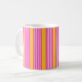 Fuchsien und gelbe fünf Streifen Muster Kaffeetasse (Vorderseite Links)