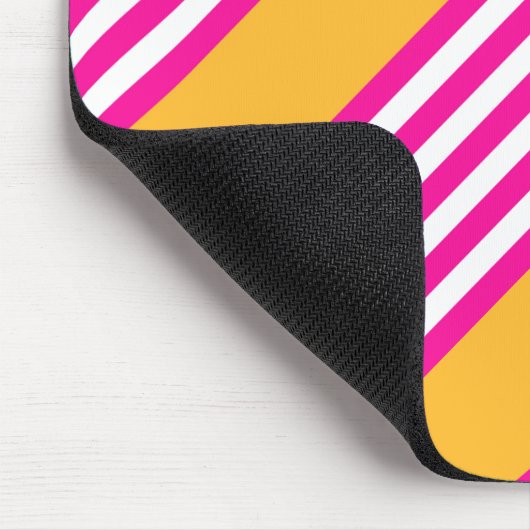 Fuchsien und gelbe fünf Streifen Muster Mousepad (Ecke)