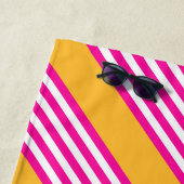 Fuchsien und gelbe fünf Streifen Muster Strandtuch (Beispiel)