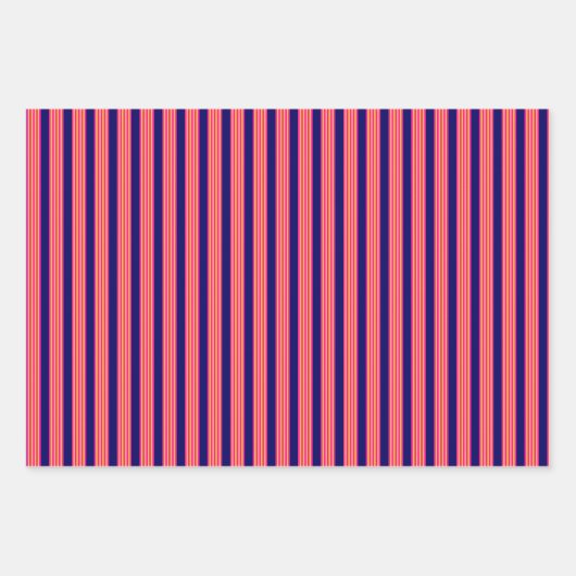 Fuchsien und gelbe Streifen mit Marineblau Geschenkpapier Set (Vorderseite 3)