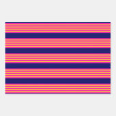 Fuchsien und gelbe Streifen mit Marineblau Geschenkpapier Set (Vorderseite)