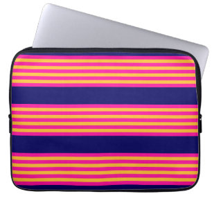Fuchsien und gelbe Streifen mit Marineblau Laptopschutzhülle