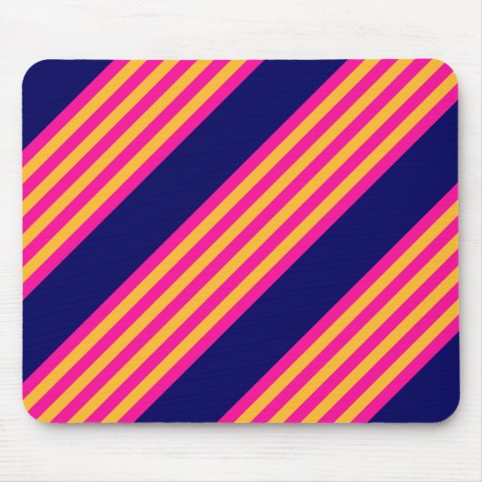 Fuchsien und gelbe Streifen mit Marineblau Mousepad (Vorne)