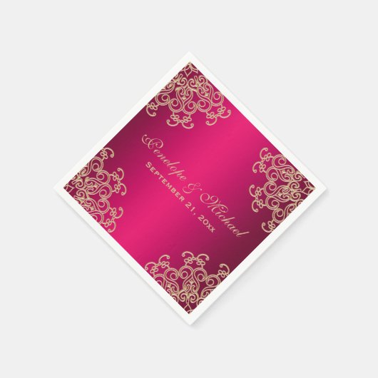 Fuchsien und Gold im indischen Stil Serviette (Ecke)
