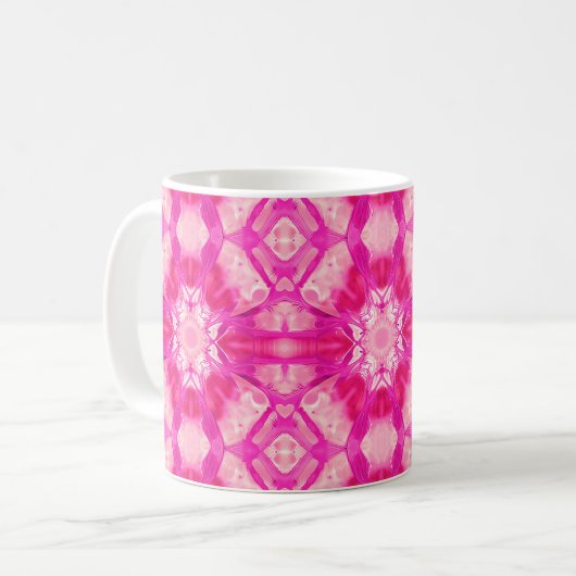 Fuchsien und pastellrosa Gefärbte Krawatte Muster Kaffeetasse (Vorderseite Links)