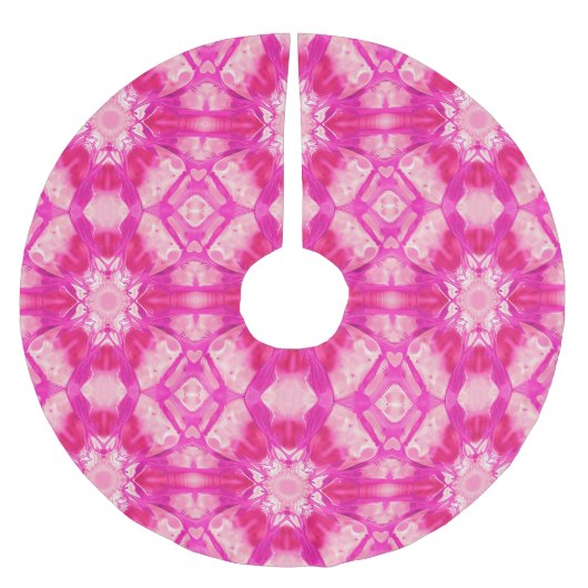 Fuchsien und pastellrosa Gefärbte Krawatte Muster Polyester Weihnachtsbaumdecke (Vorderseite)