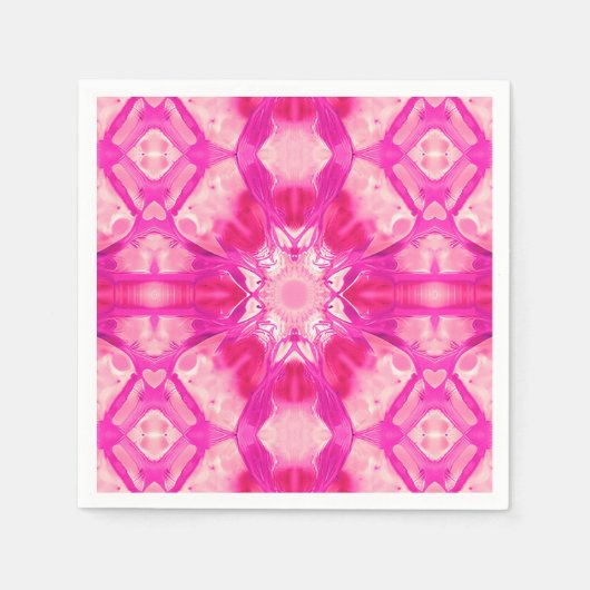 Fuchsien und pastellrosa Gefärbte Krawatte Muster Serviette (Vorderseite)
