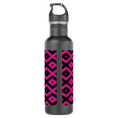 Fuchsien und schwarzer Diamant Edelstahlflasche (Rückseite)