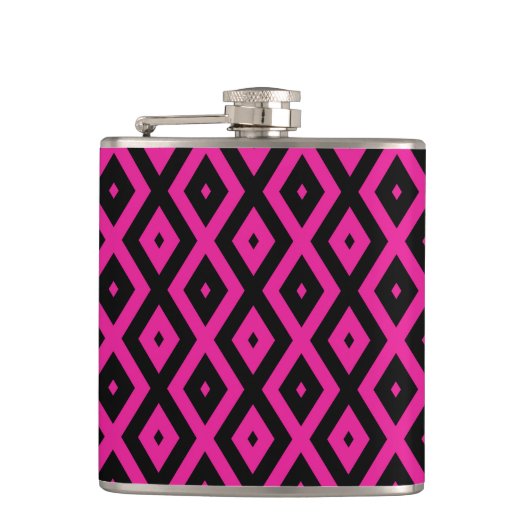 Fuchsien und schwarzer Diamant Flachmann (Vorderseite)