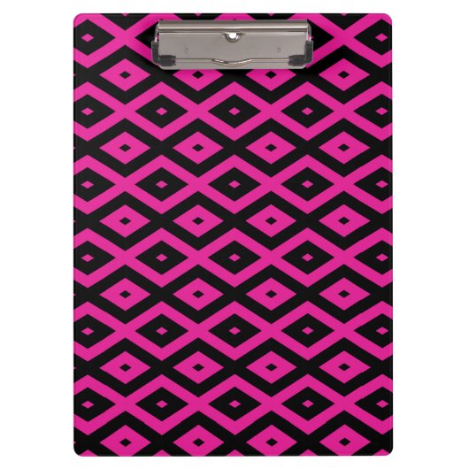 Fuchsien und schwarzer Diamant Klemmbrett (Vorderseite)