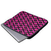 Fuchsien und schwarzer Diamant Laptopschutzhülle (Vorne Knopf)