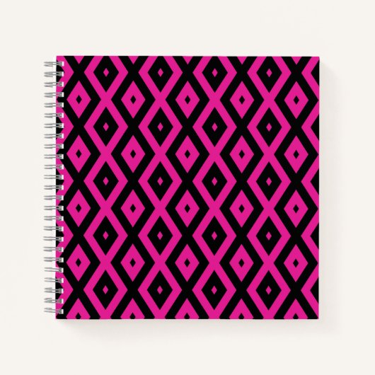 Fuchsien und schwarzer Diamant Notizblock (Vorderseite)