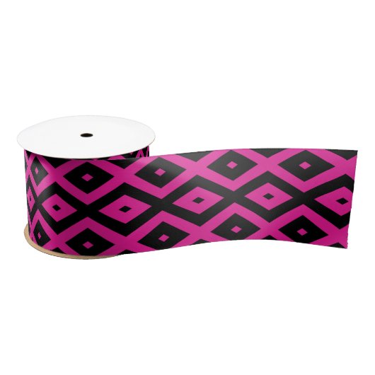 Fuchsien und schwarzer Diamant Satinband (Spule)