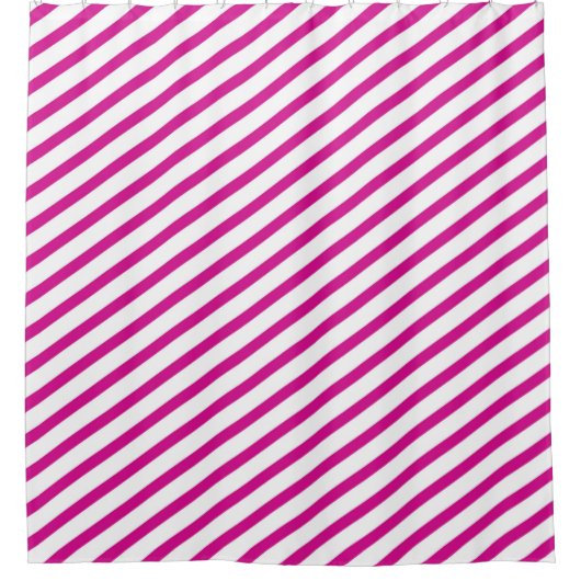 Fuchsien und weiße Diagonalstreifen modern Duschvorhang (Vorderseite)