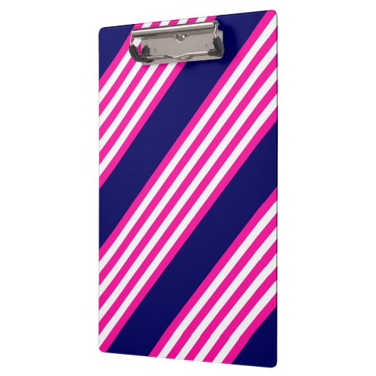 Fuchsien und weiße fünf Streifen mit blauem Muster Klemmbrett (Links)