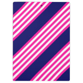 Fuchsien und weiße fünf Streifen mit blauem Muster Klemmbrett (Rückseite)