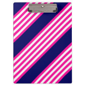 Fuchsien und weiße fünf Streifen mit blauem Muster Klemmbrett (Vorderseite)