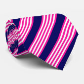 Fuchsien und weiße fünf Streifen mit blauem Muster Krawatte (Gerollt)