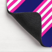Fuchsien und weiße fünf Streifen mit blauem Muster Mousepad (Ecke)
