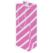 Fuchsien und weiße fünf Streifen Muster Geschenktüte Für Weinflaschen (Rückseite Schrägansicht)