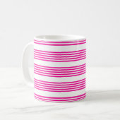Fuchsien und weiße fünf Streifen Muster Kaffeetasse (Vorderseite Links)