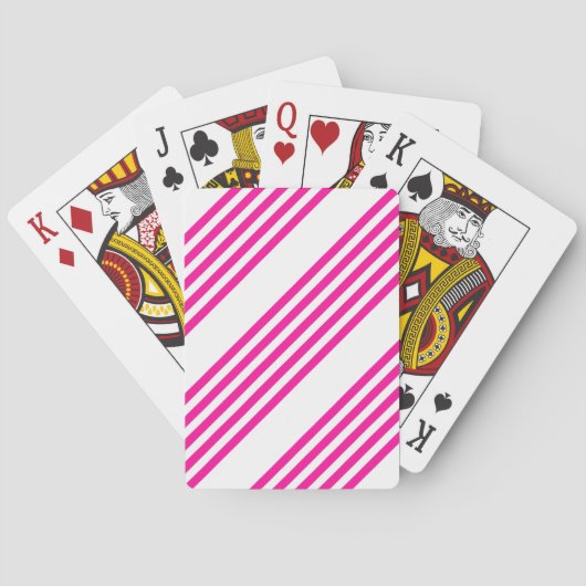 Fuchsien und weiße fünf Streifen Muster Spielkarten (Rückseite)