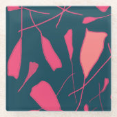 Fuchsienblätter auf Untersetzer aus Schwarzglas (Vorderseite)