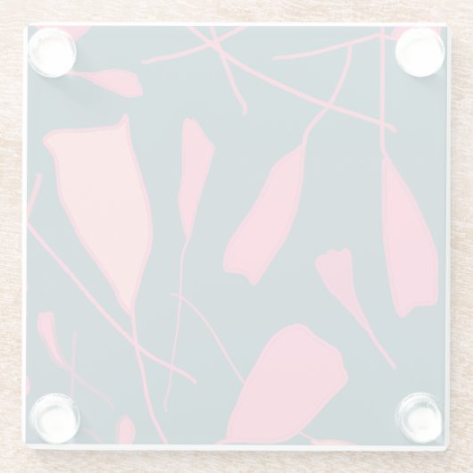 Fuchsienblätter auf Untersetzer aus Schwarzglas (Rückseite)