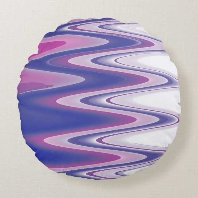 Fuchsienblau grau rundes kissen (Vorderseite)