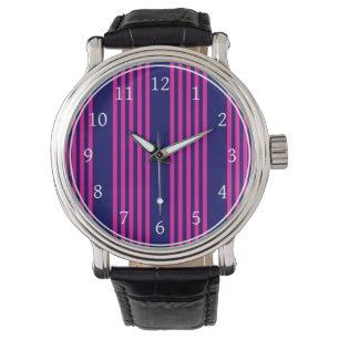 Fuchsienblauer Fünf Streifen Armbanduhr
