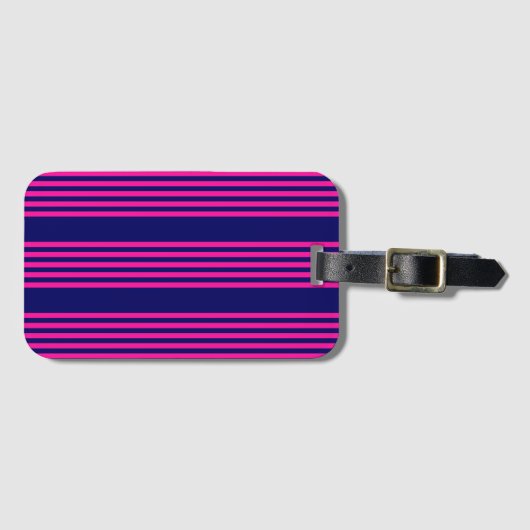 Fuchsienblauer Fünf Streifen Gepäckanhänger (Vorderseite (Horizontal))