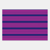 Fuchsienblauer Fünf Streifen Geschenkpapier Set (Vorderseite)